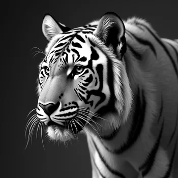 Front-Facing Grayscale Tiger