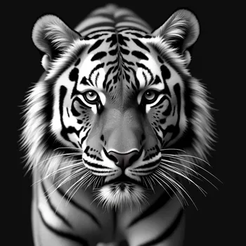 Front-Facing Grayscale Tiger