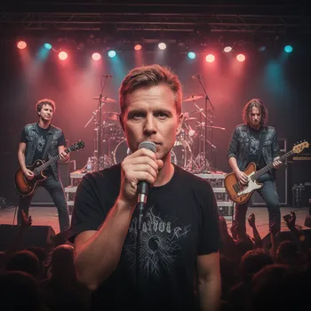 Frontman and Band at Wild Rock Festival