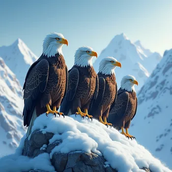 Frozen Eagles on Mountain Peak