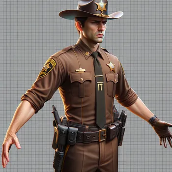 Frustrated Deputy Sheriff Waist-Up PNG