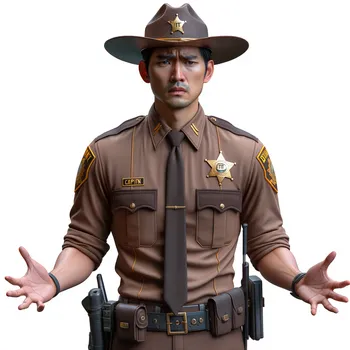 Frustrated Deputy Sheriff Waist-Up PNG