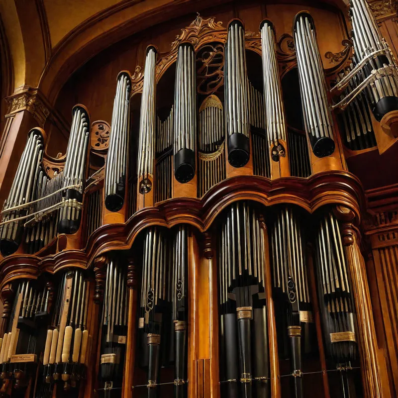 Fugue Fantasy - Design a complex and engaging fugue in the style of Bach. Employ a pipe organ, viola da gamba, and a chamber orchestra to create interwoven melodic lines and dynamic contrasts that honor the intricacies of Bach's compositions.