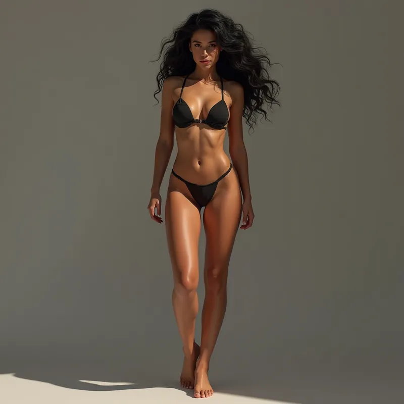 Full Body Latina Woman Portrait - Full body shot from head to feet.Realistic busty beautiful black haired Latina woman 
 - AI image generated with Photorealistic 2