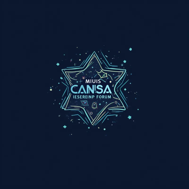 Futuristic Lions Forum Logo - Design a modern and futuristic logo for the USA/Canada Lions Leadership Forum using themes of innovation and inspiration. The logo should depict stars and possibly futuristic elements like tech designs or gradients. Ensure the forum logo is included prominently. - AI image generated with Text