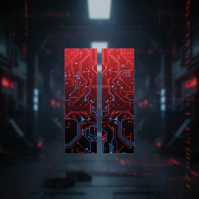 Futuristic Neon Red & Black Circuit Logo - Use the same logo, but change the red and black to red and black futuristic motherboard circuitry and neon. - AI image generated with Nano Banana