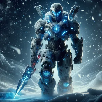Futuristic Snow Warrior in Darkness
