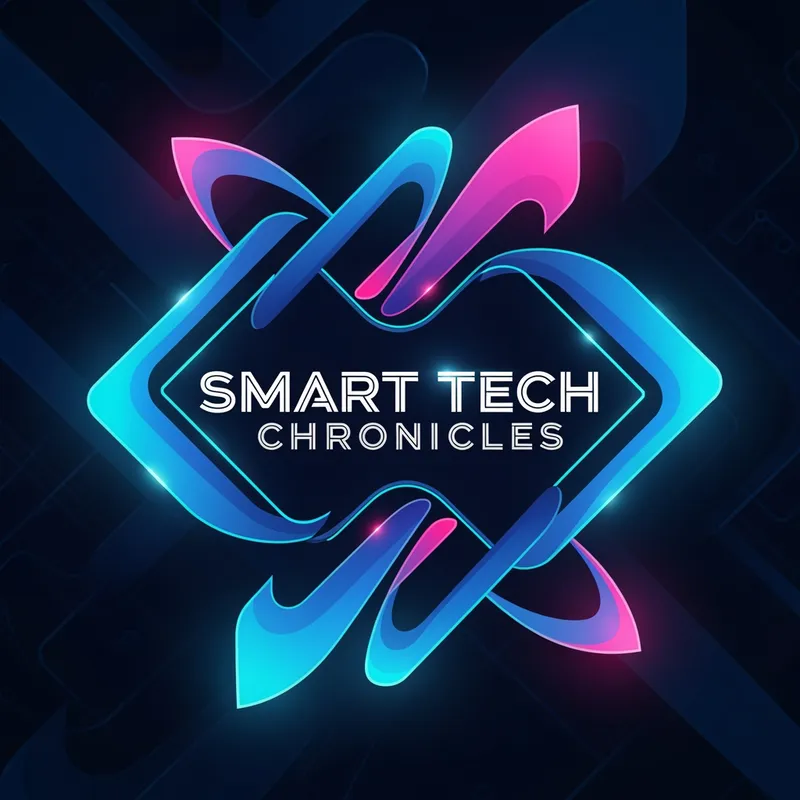 Futuristic Tech Podcast Logo - Design a futuristic logo for 'Smart Tech Chronicles' that incorporates overlapping neon shapes, a digital font, and subtle gradients. The logo should reflect a cutting-edge technology brand or podcast. - AI image generated with Imagen 4 Ultra