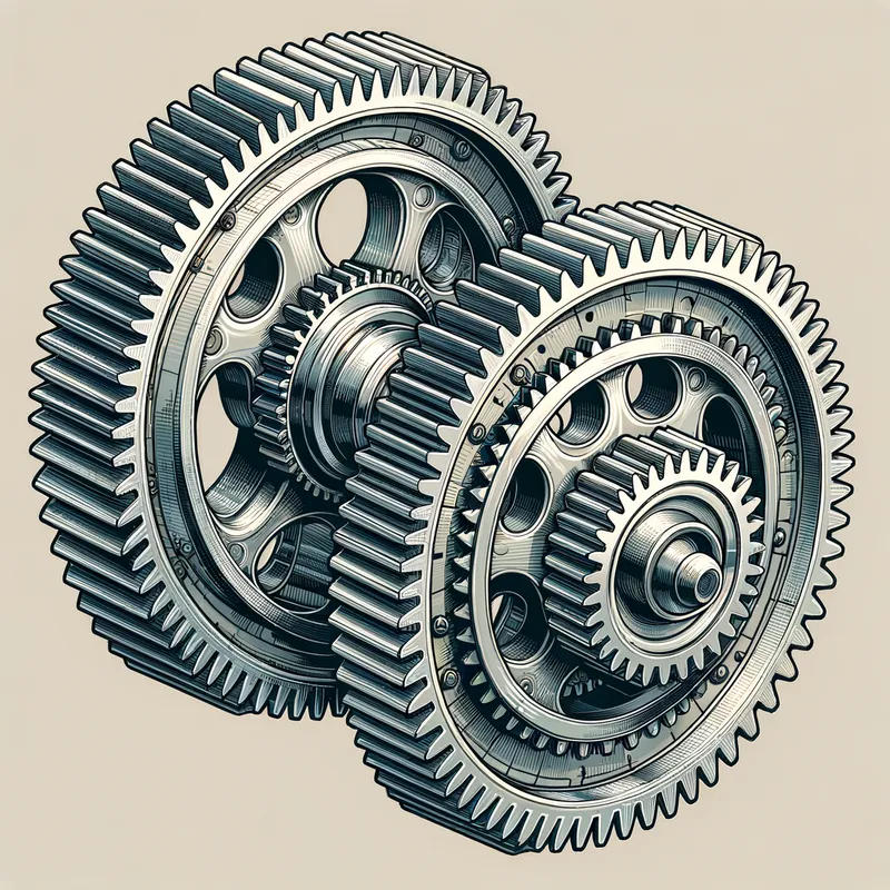 Gears in Harmony - an image with interlocking gears - AI image generated with Art
