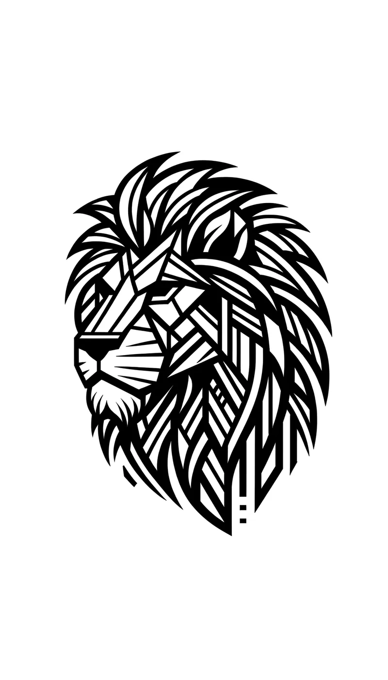 Geometric Fierce Lion Tattoo - geometric lion - AI image generated with Art - tattoo drawing