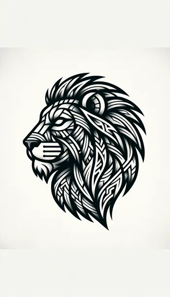 Geometric Fierce Lion Tattoo