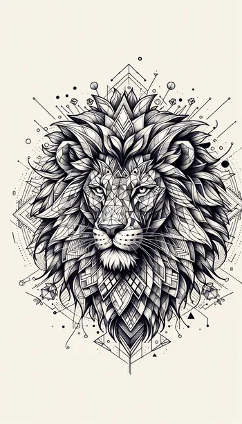 Geometric Fierce Lion Tattoo