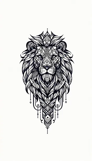 Geometric Fierce Lion Tattoo