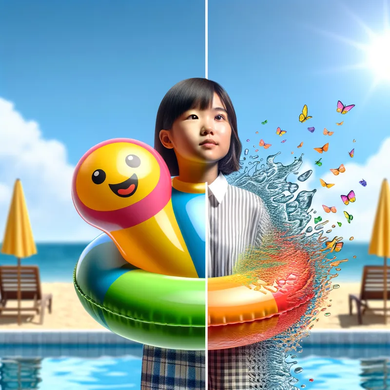 Girl as Pool Toy by the Pool - Girl tf pooltoy 
 - AI image generated with Art