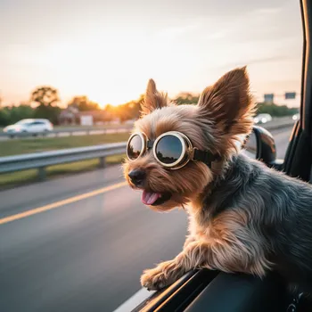 Goggles Yorkie in Motion