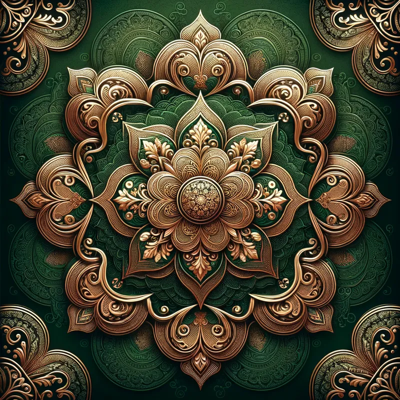 Golden Green Canvas - Green backgrounds with gold - AI image generated with Art