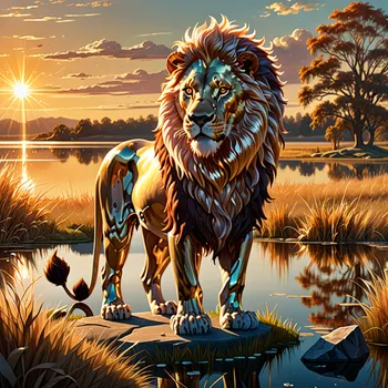 Golden Hour Crystal Lion