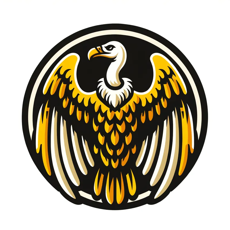 Golden Vulture Emblem - yellow, gold, and black vulture emblem. no background. - AI image generated with Art