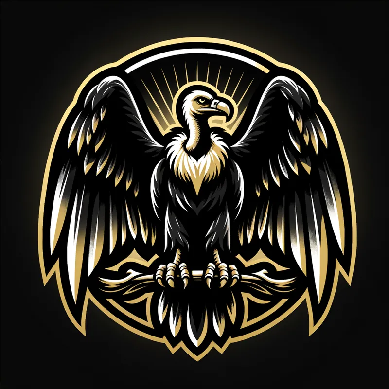 Golden Vulture Emblem - Black and Gold Vulture Emblem - AI image generated with Art