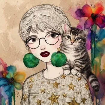 Graffiti Flowers And Mischief Cat