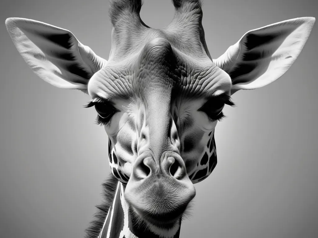 Grayscale Deep-Relief Giraffe - grayscale deep relief of a giraffe - AI image generated with Photorealistic