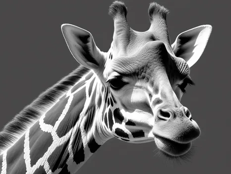 Grayscale Deep-Relief Giraffe