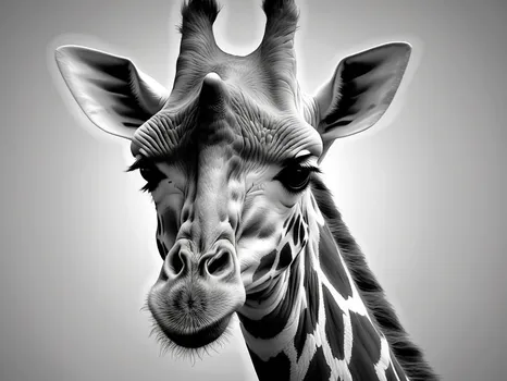 Grayscale Deep-Relief Giraffe