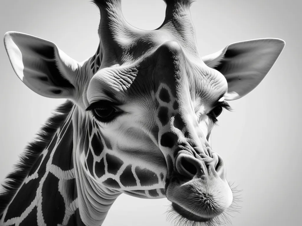 Grayscale Deep-Relief Giraffe - grayscale deep relief of a giraffe - AI image generated with Photorealistic