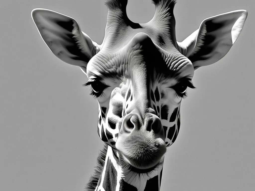Grayscale Deep-Relief Giraffe - grayscale deep relief of a giraffe - AI image generated with Photorealistic