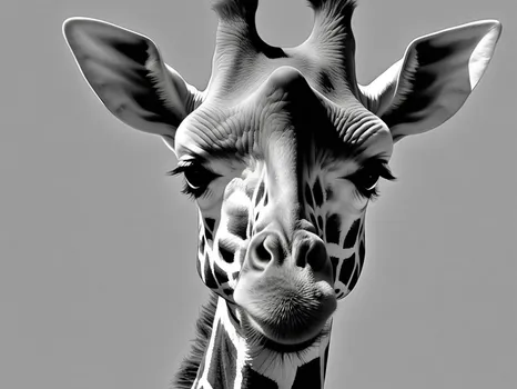 Grayscale Deep-Relief Giraffe