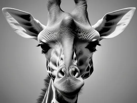 Grayscale Deep-Relief Giraffe