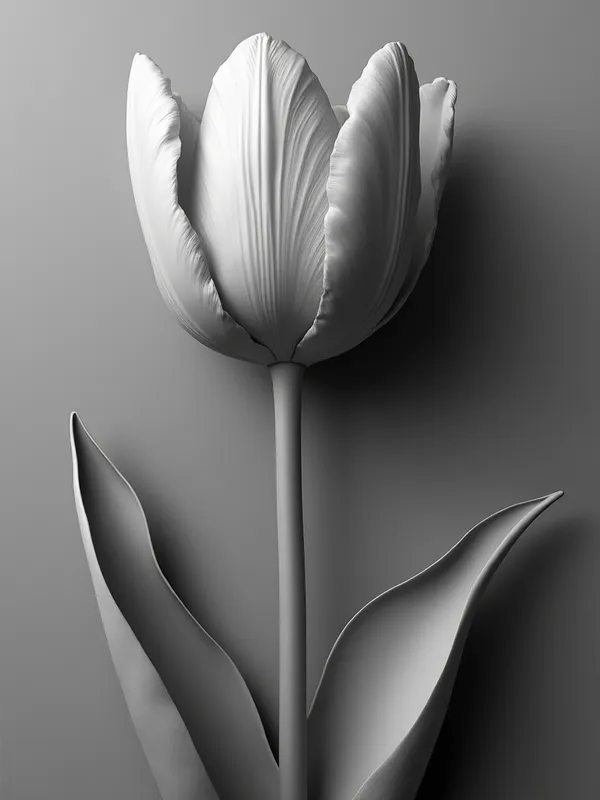 Grayscale Deep Relief Tulip - realistic grayscale deep relief tulip - AI image generated with Photorealistic 2