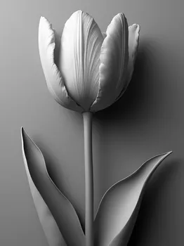 Grayscale Deep Relief Tulip