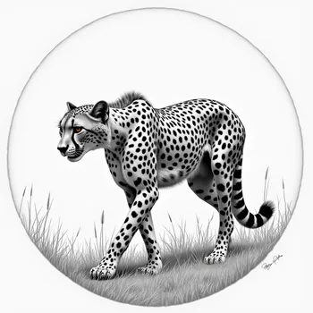 Grayscale Pencil Drawing of Cheetah