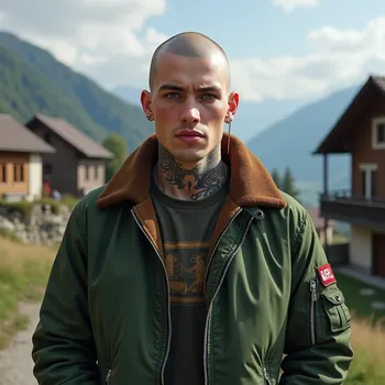 Green Jacket Tattooed Youth