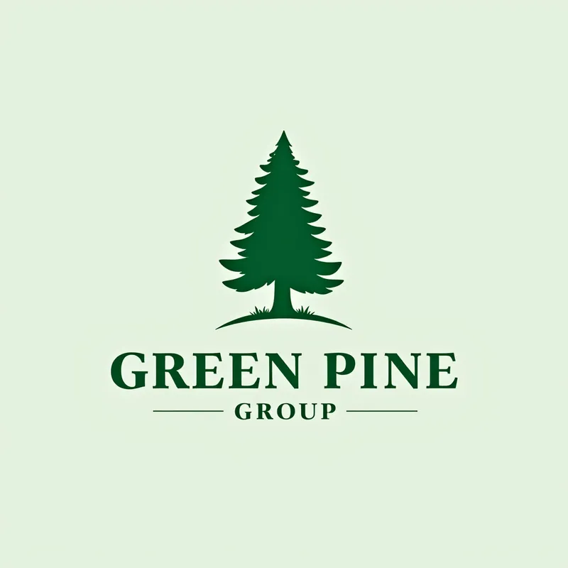 Green Pine Elegance Services - Please create me a logo for my business called "Green Pine Group". The business specalizes in cleaning and laundary work for both domestic households and commercial businesses alike. I would like to stick to a "Pine Tree Theme" and the target market is quite upper class so a formal logo would be preferential. - AI image generated with Text