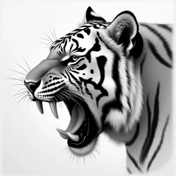 Growling Tiger Pencil Sketch