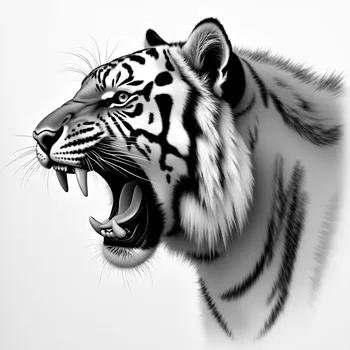 Growling Tiger Pencil Sketch