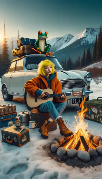 Guitar Serenade in Snowy Wilderness