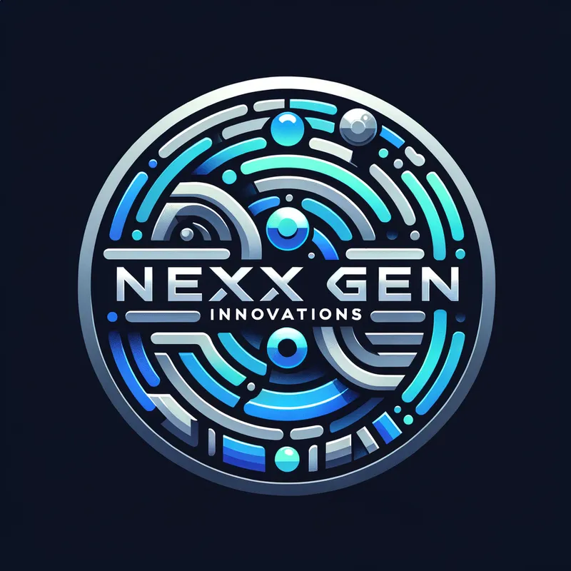 HVACR Future Pro - A visionary logo for Nexxt Gen Innovations, an HVACR company, emphasizing the future of climate control with abstract shapes, gradient effects, and a futuristic theme in blues and silver tones. - AI image generated with Art