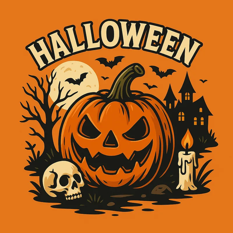 Halloween Vector T-Shirt Design - halloween inspired colored vector for t shirt design - AI image generated with GPT Image