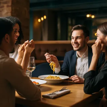 Happy Customers Enjoying Pasta