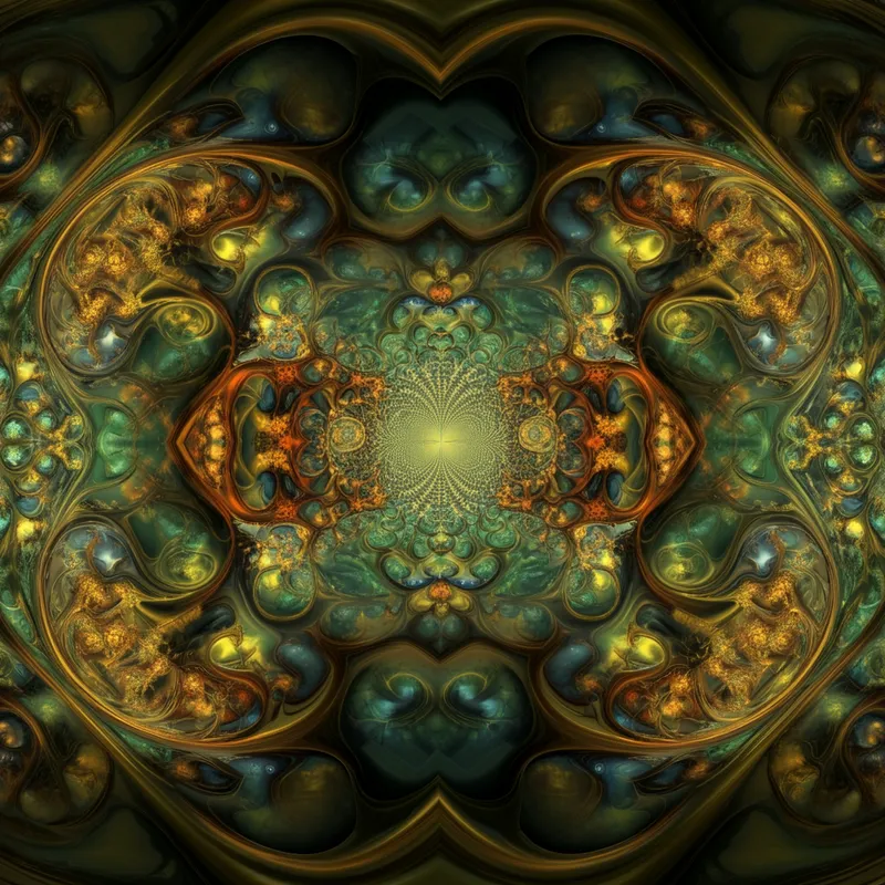 Harmony of Forms - A visually stunning representation of sacred geometry applied to organic forms, with fractals and repeating patterns that seamlessly merge nature and mathematics. - AI image generated with Imagen 3 - fish eye
