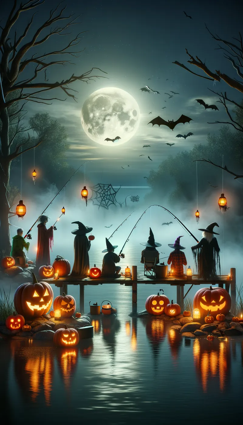 Haunted Catch - Halloween themed fishing  - AI image generated with Art