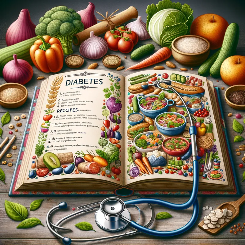 Healthy Diabetic Recipes - Diabetes, recipes, and health - AI image generated with Art