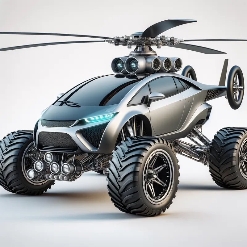 Helicopter Car Chase - car helicopter - AI image generated with Art