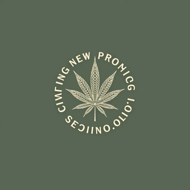 Herbal Haven Logo - A clean and contemporary logo design with 'New Product' text tastefully surrounding an intricately designed cannabis leaf. - AI image generated with Photorealistic 2