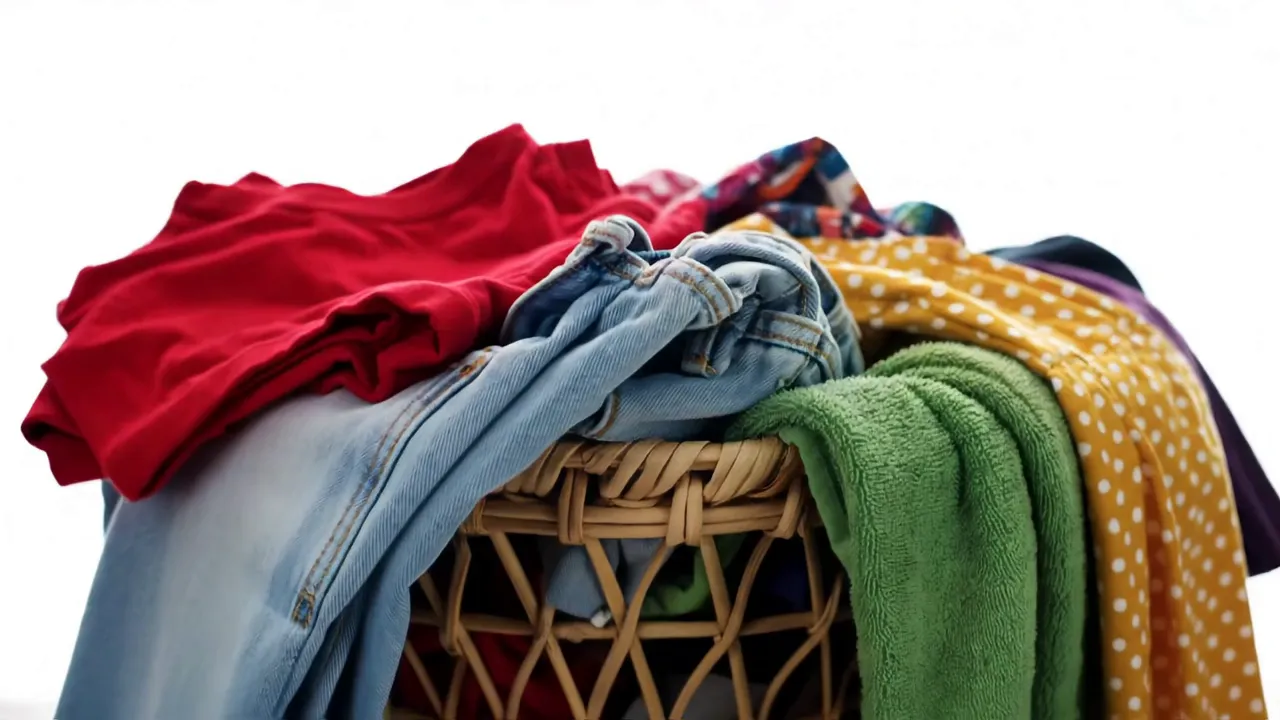 Here and There Laundry Service Logo - A colorful and flashy logo for 'Here and There' laundry service. The central focus is a laundry basket brimming with unfolded clothes. The slogan 'Let me help you take a load off' is elegantly integrated into the design. - AI video generated with Veo 3