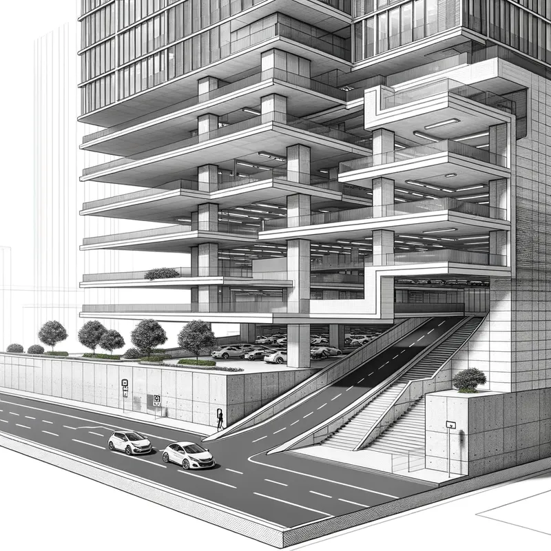 High-Rise Architecture with Subterranean Parking - Tangra AI Image ...