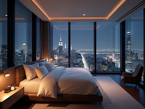 High-Rise Bedroom at Night